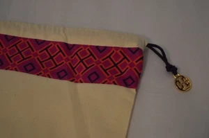 Tory Burch Canvas Kordelzug Staubbeutel Aufbewahrung Reise Gold Logo Etikett Ziehen Lg 27X16 - Bild 1 von 8