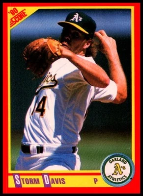 1990 Storm Davis Score BASEBALL #266 Oakland Athletics - Image 1 of 2