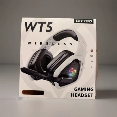 Tatybo WT5 Wirelesss Bluetooth Gaming Headset for PC PS5 PS4 2.4Ghz USB Dongle - Image 1 of 3