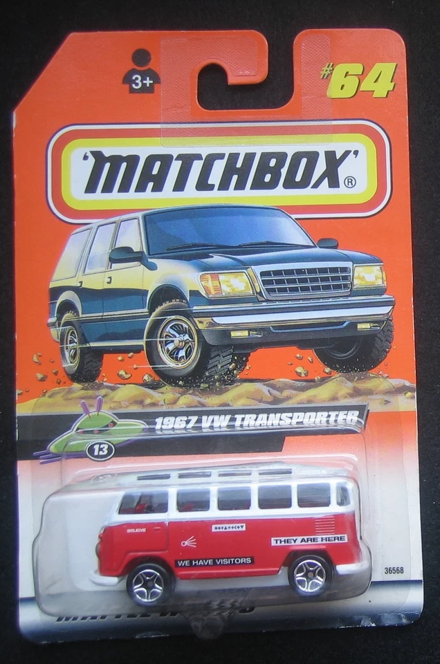 Matchbox VW Transporter Bus 1967 #64 Rot7Weiß Mattel 1998 Longcard  OVP  - Bild 1 von 2