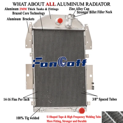 3-Row Radiator For Chevy Master Deluxe Standard Truck Pickup DB 3.4L 1934-1936. Foto 1 de 4