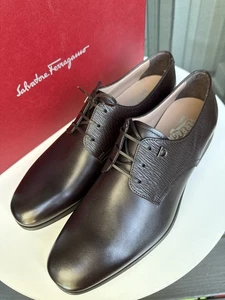 $ 750 Ferragamo Herren Spencer Schnürschuhe Leder Halbschuhe Schuhe 8,5 EE, LADENAUSLAGE - Bild 1 von 11