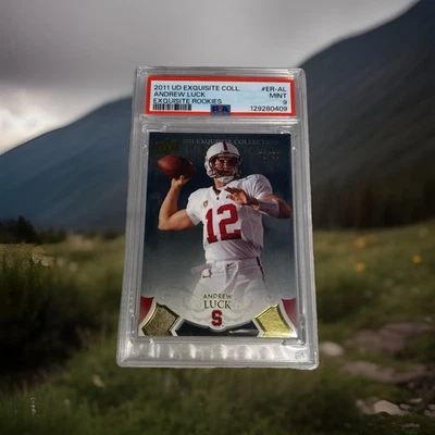 2011 Upper Deck Exquisite Collection /99 Andrew Luck RC PSA 9 Pop 3 None Higher - Image 1 of 4