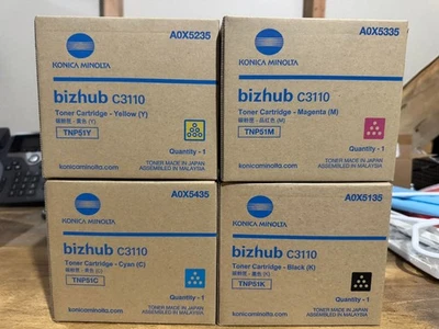 Brand New Konica Minolta TNP51 Toner Set Bizhub C3110 Cyanx2, Magenta, Yellow