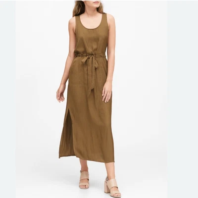 Maxi Vestido Banana Republic Militar Verde Sin Mangas Cambio Utilitario, 12 Foto 1 de 4