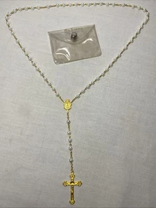 Vintage Kunstperlen Perlen goldfarben Rosenkranz Halskette - Bild 1 von 8