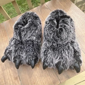 Furry Bear Wolf Monster Gray Claw Slippers - Picture 1 of 3