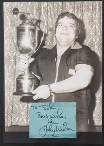Jocky Wilson signed & mounted Autogrammseite - 1982 & 89 World Darts Champion - Bild 1 von 6