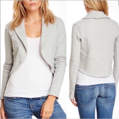 Cárdigan recortado James Perse suéter de felpa talla 1 S | 100 % algodón manga acanalada Foto 1 de 4