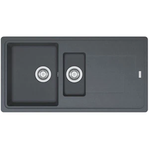 Kitchen Sink 1.5 Bowl Matt Graphite Composite Reversible Rectangular Waste - Picture 1 of 2