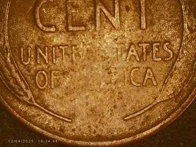 Centavo de trigo 1940-S con golpe de grasa error en anverso y reverso. Foto 1 de 4