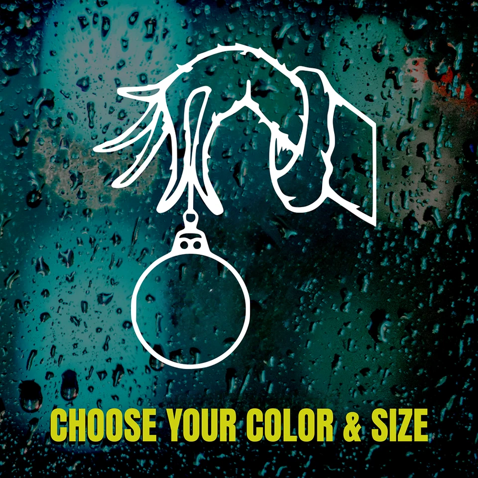 Grinch Mano Adorno Adhesivo Navidad Vinilo Calcomanía Coche Camión Laptop Vacaciones Decoración Foto 1 de 4