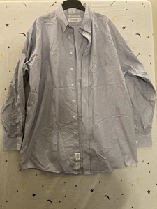 Camisa de vestir Roundtree & York Gold Label azul a rayas para hombre talla 17/36 de alto - Imagen 1 de 12