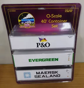 MTH TRAINS 20-95064 O SCALE INTERMODAL 40' CONTAINER SET (3) MAERSK SEALAND P&O - Picture 1 of 3