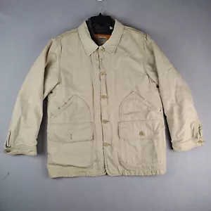 Timberland Mens Size Large Khaki Button Up Winter Jacket Collared - Picture 1 of 12