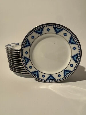  Набор из 14 керамических боковых пластин в украинском народном стиле — 6,5 дюйма круглые, синие/черные - Изображение 1 из 2