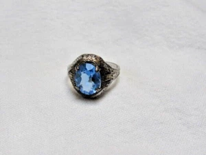 Anello Ostby Barton in argento sterling blu finto zaffiro tg. 5-1/4 - Foto 1 di 10