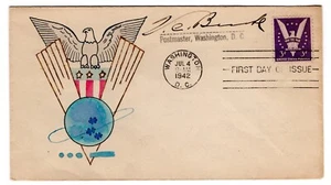 #905 Win the War 1942 WWII First Day Cover - Alice Beatty Hand-Drawn UNIQUE - Picture 1 of 2