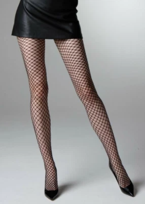 Medias de malla Mura Italia clásicas con patrón de red - negras - L Foto 1 de 4