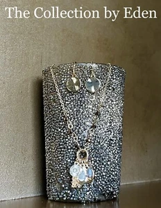 Style & Co Necklace Set- Gold Silver Brown Bead Pendant & Circle Dangle Earrings - Picture 1 of 3
