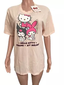 Sanrio Hello Kitty Pink Graphic T-Shirt Top L Nwts Kuromi Casual Whimsy Crew T - Picture 1 of 2