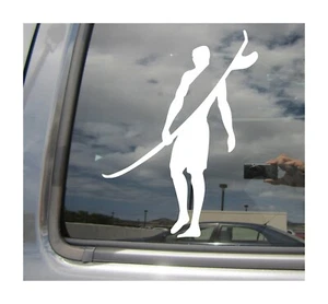 Surfer - Long Boarder Surf - Auto Window High Quality Vinyl Decal Sticker 04011 - Picture 1 of 2