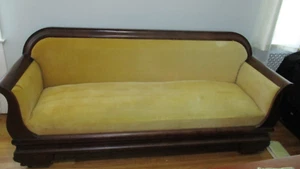 Late 1800s Antique Settee / Sofa, Wood, Velvet, Wood Castors, Pickup Connecticut - Picture 1 of 9