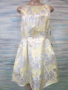Aidan Mattox Floral Sleeveless Dress Yellow White Metallic Size 10 NWT - Picture 1 of 9