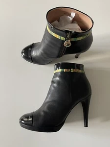 PAUL SMITH WOMEN’S KALI BLACK LEATHER ANKLE HEEL BOOTS ARTIST SWIRL UK 6 VGC - Picture 1 of 16