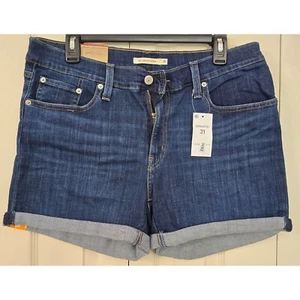 Levi's Womens size 31 Mid-Length Denim Shorts Mid Rise Slim Through Hip Waist 33 - Picture 1 of 6