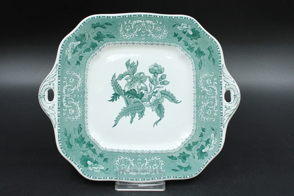 Spode England Camilla Flügelplatte Platte Servierplatte grün weiß Ø 28,5 x 24 cm - Bild 1 von 3