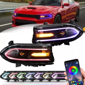 Bluetooth APP RGBW Multicolor LED DRL Board Headlight For 2015-20 Dodge Charger - Picture 1 of 7