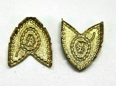 Gold plated Western brass belt or shirt collar tips lot of 2 E189 - Image 1 of 3