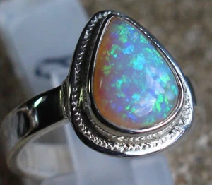 Crystal Opal - 3 Karat 950er Silberring Größe 19,1 / 60 mm - Bild 1 von 15