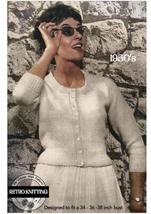 Cardigan collo scoop anni 50 modello maglia in tre taglie - Foto 1 di 2