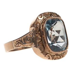 Ring in Roségold 333 mit blauem Spinell Gr. 55/17,5 mm (D3408) - Bild 1 von 5