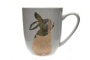 Pier 1 Gold Bunny Face Rabbit White Mug Cup NEW 4.25" #1 - Picture 1 of 3