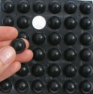 Large Black 3M RUBBER FEET, 16mm x 8mm high, sticky SELF ADHESIVE DOMED pads - Picture 1 of 3