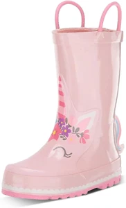Rain Boots with Pull on Handles for Toddlers and Kids - Premium Waterproof Boots - Picture 1 of 12