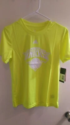 Adidas Boy's Medium Bright Yellow 10/12 New York Knicks NBA T Shirt T-Shirt NEW - Image 1 of 4