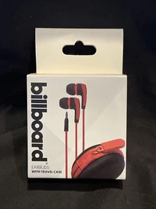 Écouteurs stéréo Billboard avec micro et étui zippé télécommande One Touch en rouge - Photo 1 sur 2
