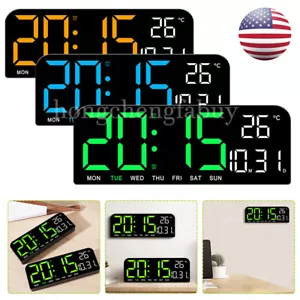 Digital LED Wall Clock Large LED Display Desk Alarm Clock Time Temperature Date - Picture 1 of 21