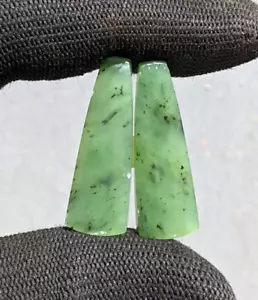 Natural Green Imperial Jade Translucent Pair Earring Stone 1JUL13 - Picture 1 of 3