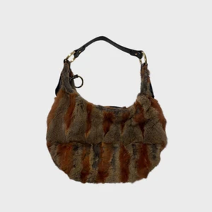 FENDI Fur Rabbit Women's One Shoulder Bag Brown Leather From Japan authentic - Picture 1 of 13