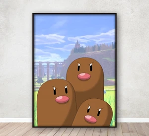 Póster de Pokémon Dugtrio dormitorio infantil estampado artístico en pared enmarcado A4 - Imagen 1 de 5