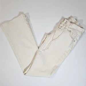 PacSun Jeans Womens 14 Waist White Denim Button Fly Low Rise Flare Y2K Retro - Picture 1 of 12