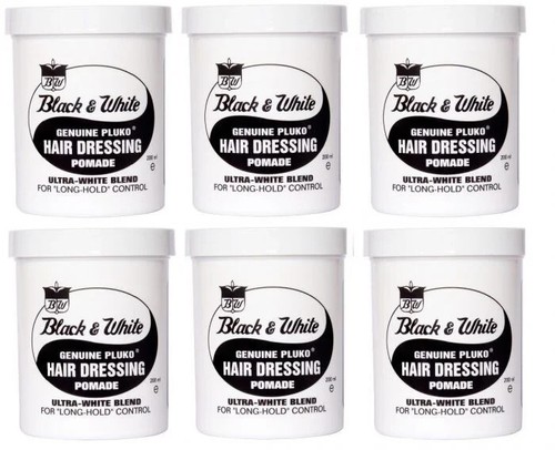 12 X Schwarz & Weiß Friseur Pomade Fro Lang Halter Kontrolle Ultra Weiß