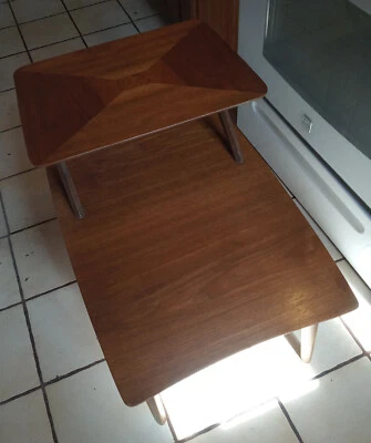 Mid Century Lane Walnut Step End Table / Side Table (SET-103) - Image 1 of 3
