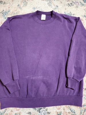 Vintage 90s Jerzees Blank Pullover Crewneck Sweatshirt Purple Size XL DISTRESSED - Image 1 of 4
