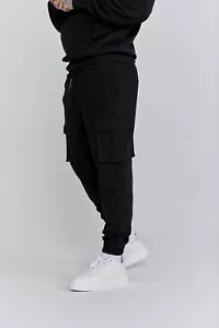 SikSilk Mens Black Cargo Pants Medium 32" Waist - Picture 1 of 5